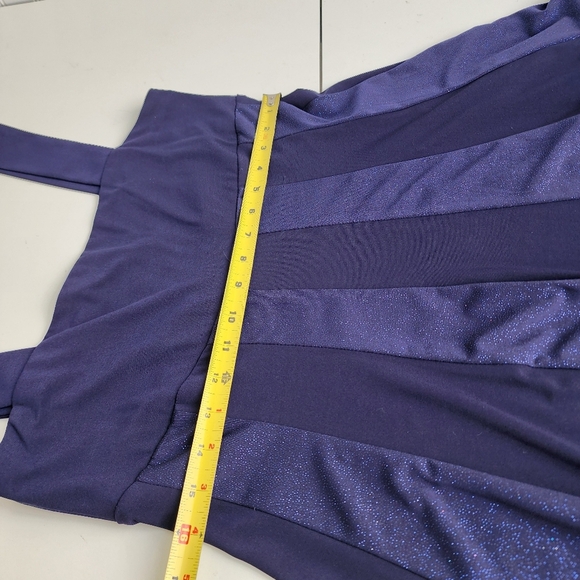 R&M Richards Navy Blue Spark Stretch Knee Length Sleeveless Dress Sz 8P - Picture 12 of 13